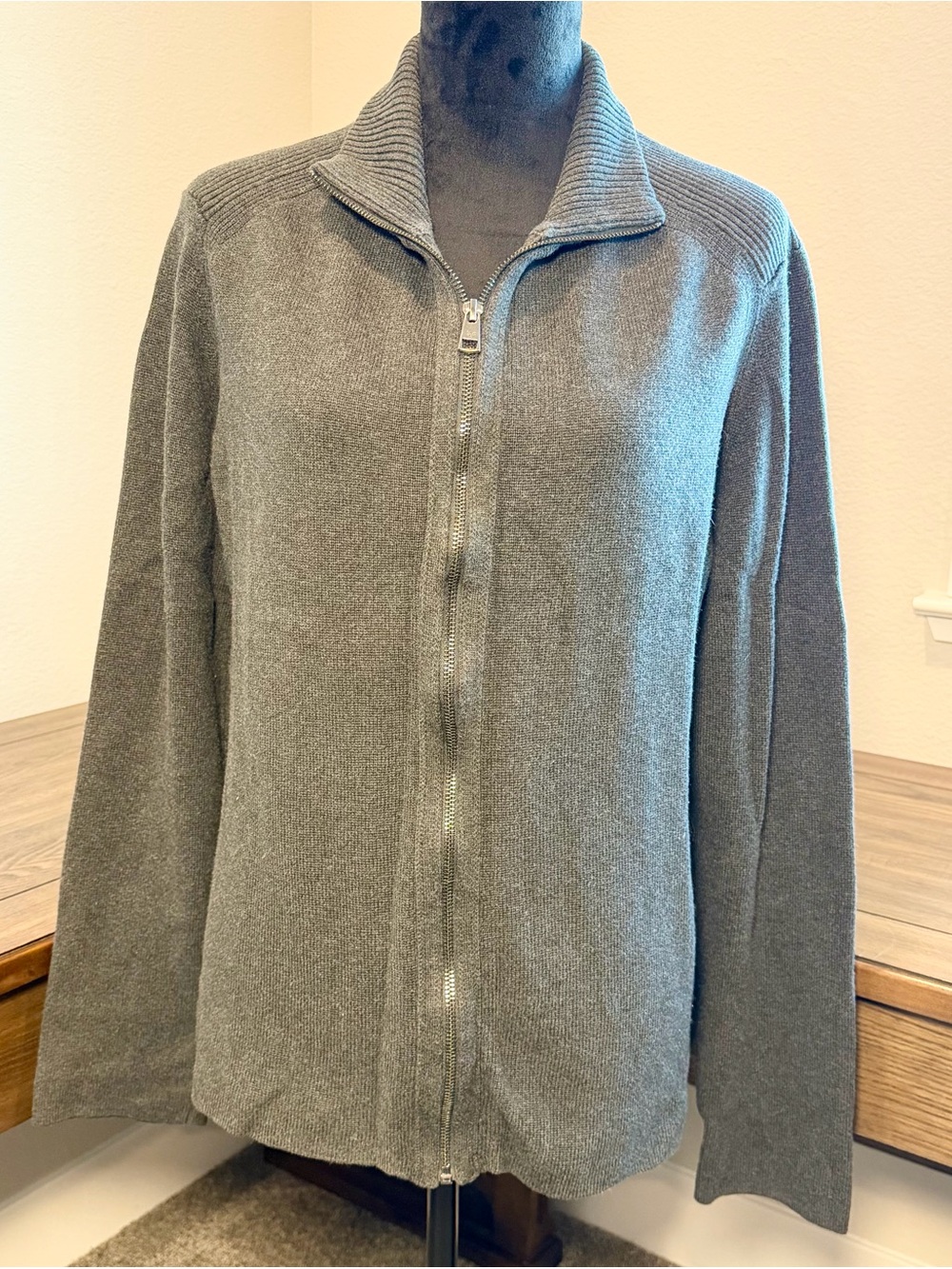 Calvin Klein Men's Gray Zip-Front Knit 100% Cotton Jacket size Large